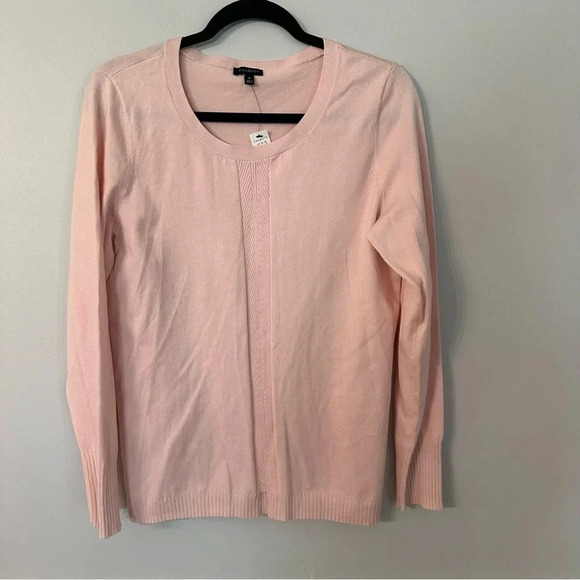 Talbots Women Long Sleeve Scoop Neck Pink Cotton Blend Sweater Sz M NWT - Picture 2 of 7